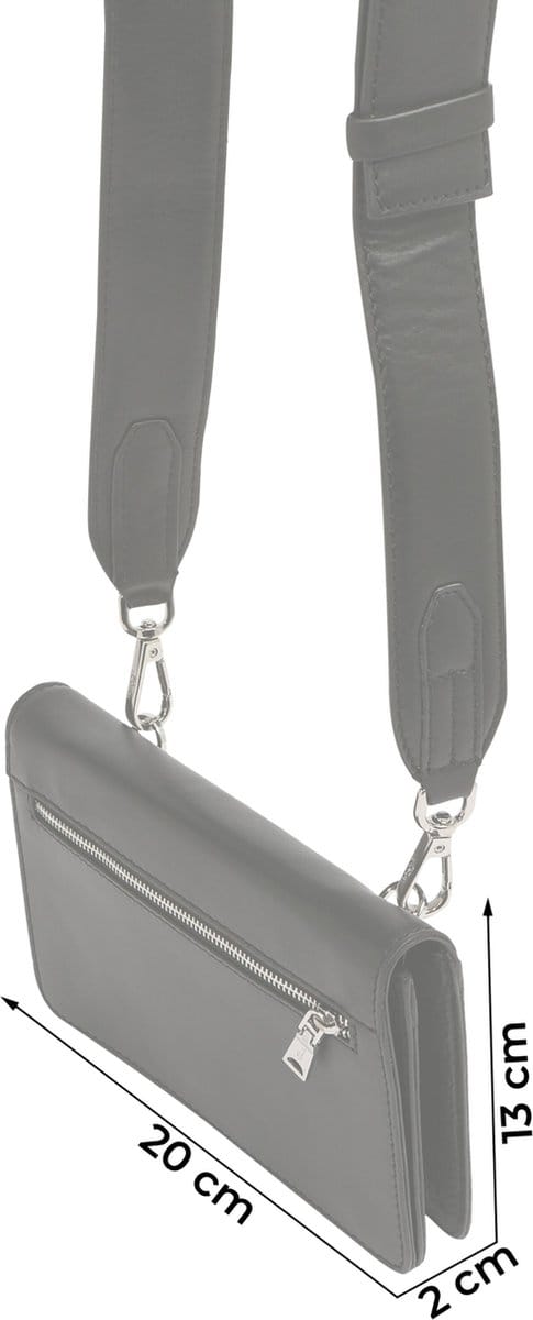 s.Oliver Leren Schoudertas Wallet Bag Grey / Black Zwart
