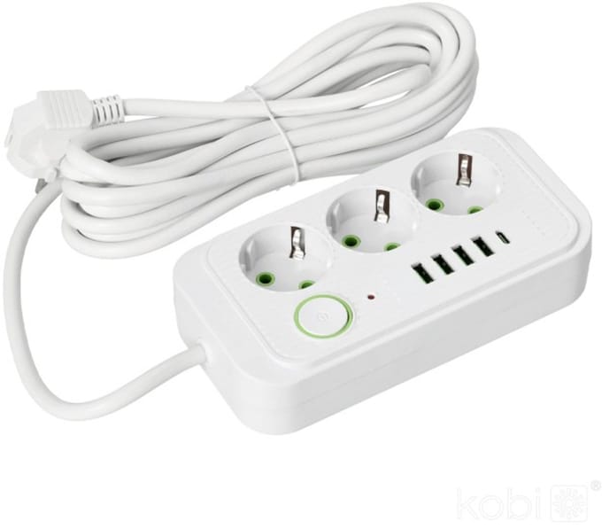 Laitica Kobi Linea Pro - Verlengsnoer - 3 Gaten - 4xUSB - USB-C