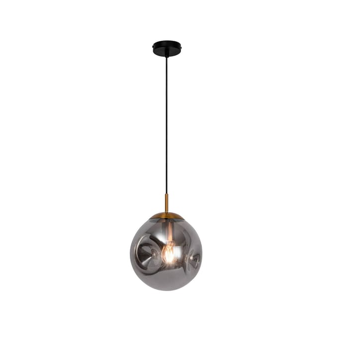 Viokef Hanglamp Oscar met glazen kap, rookgrijs