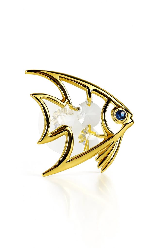 Luxe 24K Vergulde Kristallen Vis – Decoratie met Zuignap
