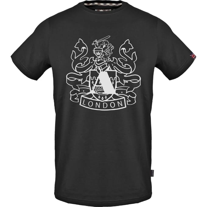 Aquascutum groot schild Aldis logo zwart T-shirt
