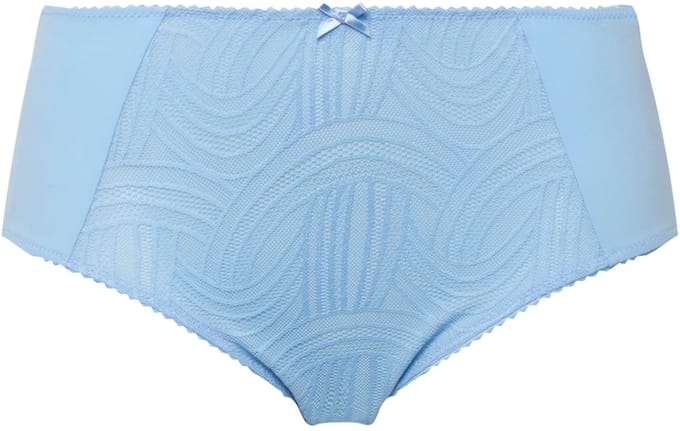 Ulla Popken - Dames - Midislip kanten inzetstuk microvezel - Lichtblauw - Maat 58+