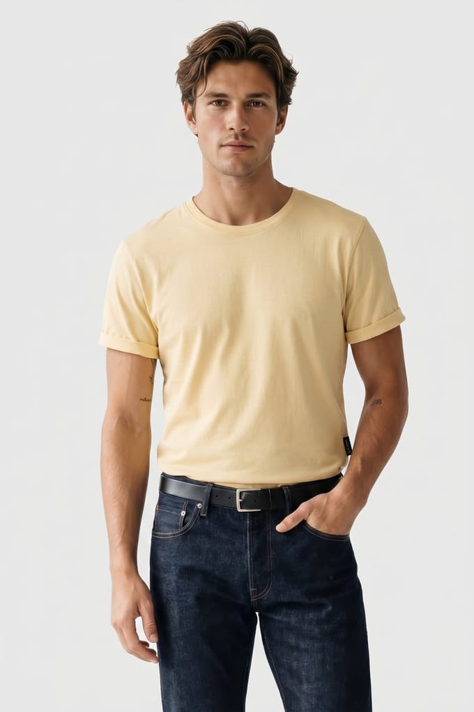 T-shirt effen met ronde hals QS