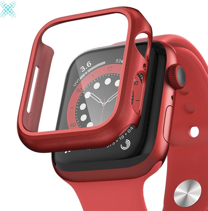 MY PROTECT - Hoesje Geschikt Voor Apple Watch 38mm - Bescherm Case & Screenprotector In 1 - Rood