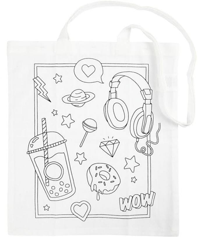 CC Katoenen Boodschappentas Wow 38x42 cm Wit