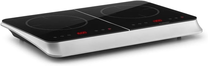 Inductie Kookplaat - Dubbele Pit - Snel Koken - Inductie Technologie - 38x59 cm - Zilver