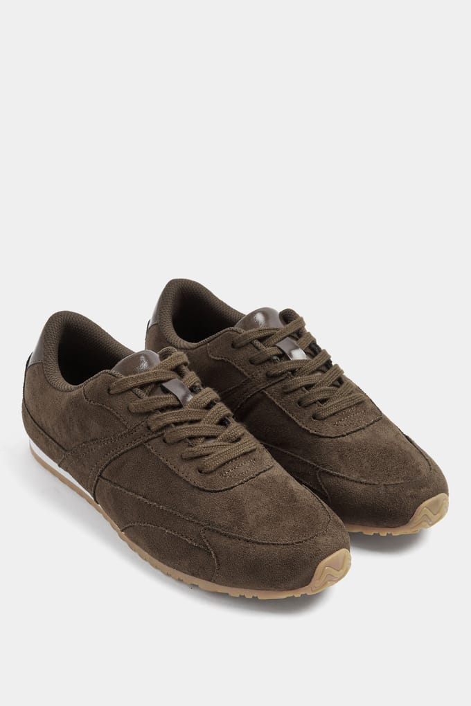 Yours Chocoladebruine Slanke Zool Sneakers In Brede Epasvormsize 37EEE