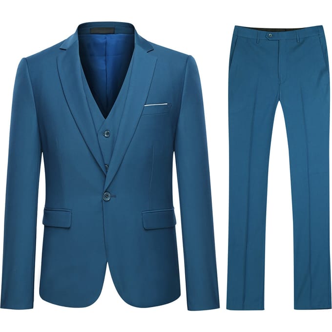 Koningsblauw 3-delig slim-fit pak