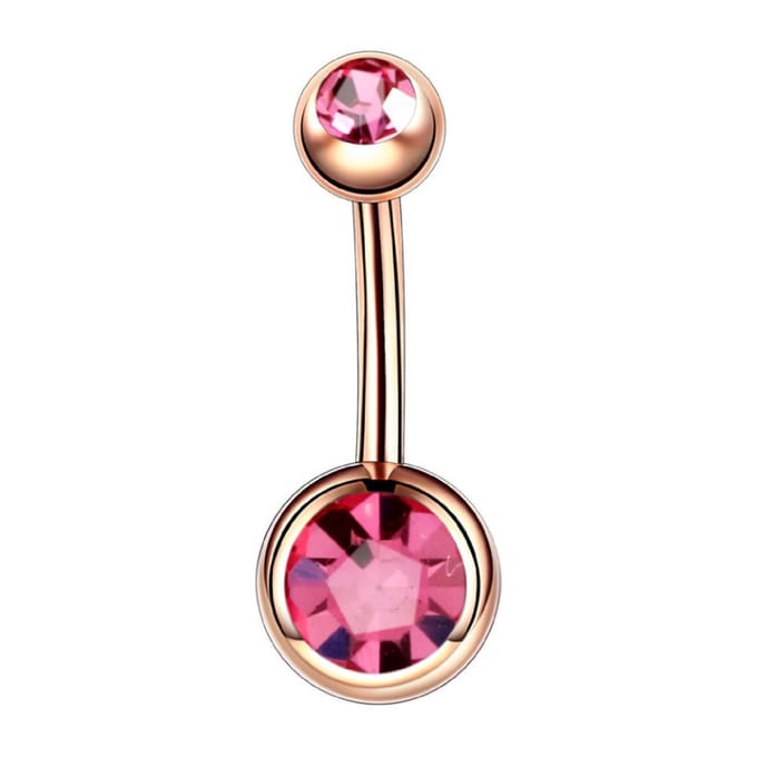 Navel Piercing - Rose Goud Met Steentjes