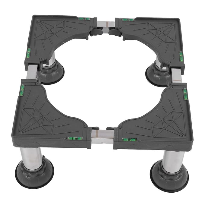 Base de Support de Machine à Laver Acier Inoxydable Caoutchouc Longueur Hauteur Réglable Socle de Lave-Linge pour noir