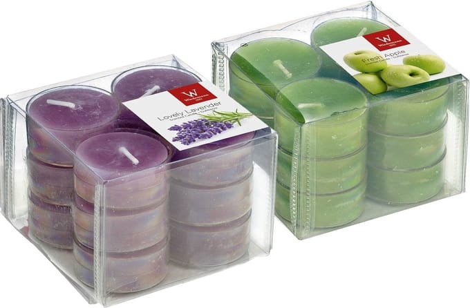 Geurkaarsen theelichtjes - 24 stuks - verse lavendel en verse appel