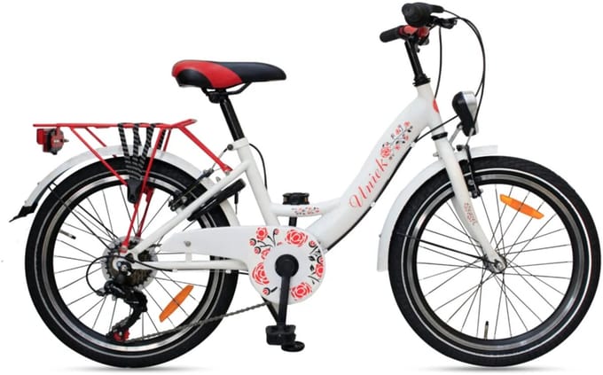 Kinderfiets Uniek 6S 20'' Wit/Rood