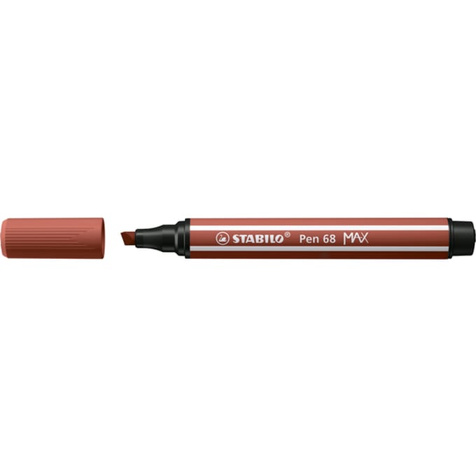 STABILO Pen 68 MAX - Fibre-tip Pen with Thick Chisel Tip - Sienna