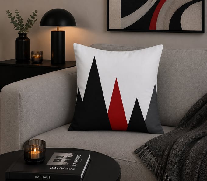 Modern Geometry Collection Kussenhoes – Wine Red Edition - 45x45 cm
