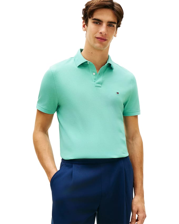 Poloshirt tommy hilfiger regular fit blauw 2 knoopjes