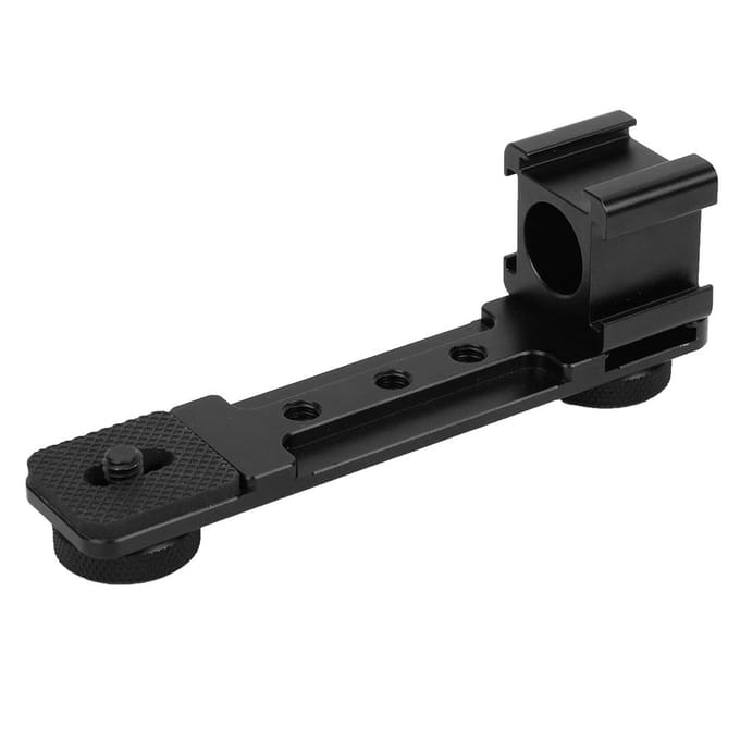 Aluminiumlegering Drievoudige Flitsschoenbevestiging Lichtbeugel Verlengstang voor Gimbal Camera Telefoon black