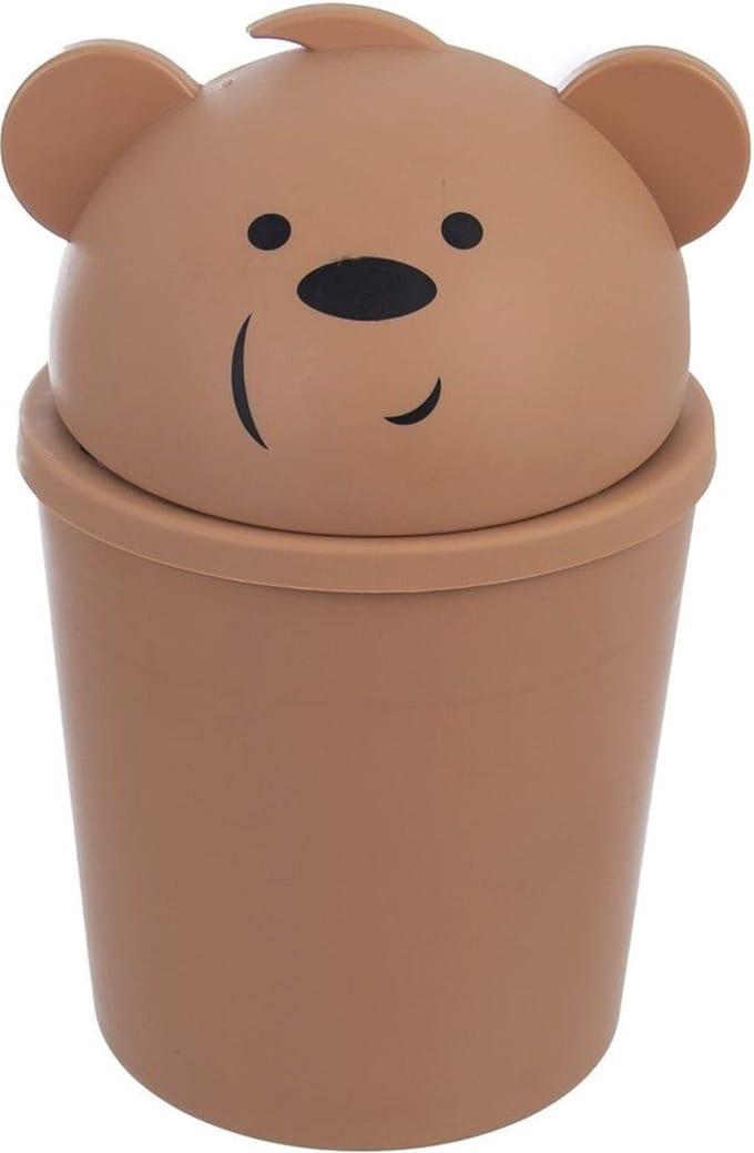 Prullenbak Teddybeer Bruin 1,5 l - Afvalmand - Afvalemmer