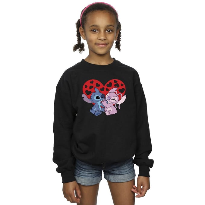 Disney Meisjes Lilo & Stitch Harten Sweatshirt (Zwart)