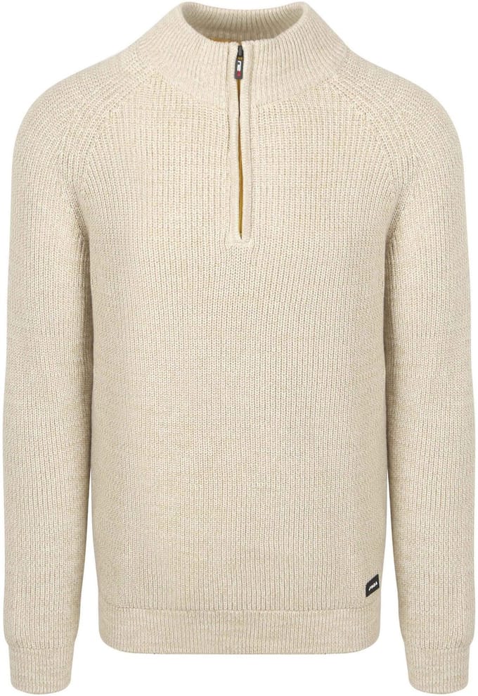 NZA - Ecru katoenen half zip trui