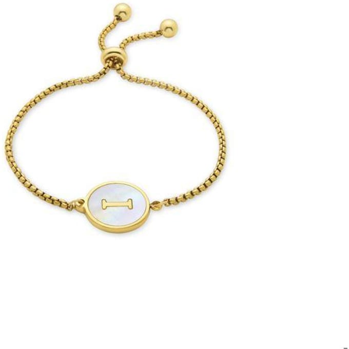 Bracelet - LUXENTER - Alphabet I - Nacre blanche - finition or jaune 18K - Femme blanc