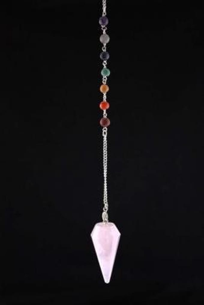 Pendel rozenkwarts & chakraketting - 3-4 cm - 16 g