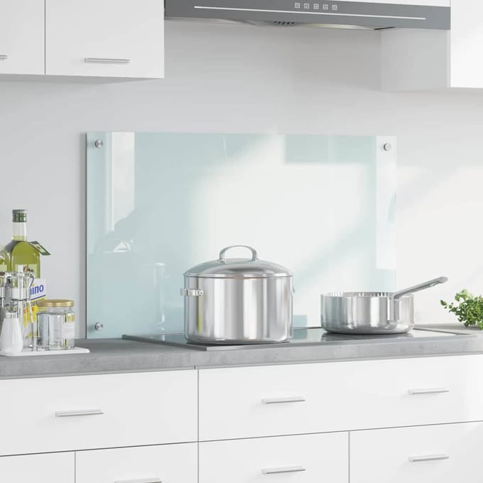 vidaXL - Keuken - Spatscherm - Wit - 90 - x - 50 - cm - gehard - glas