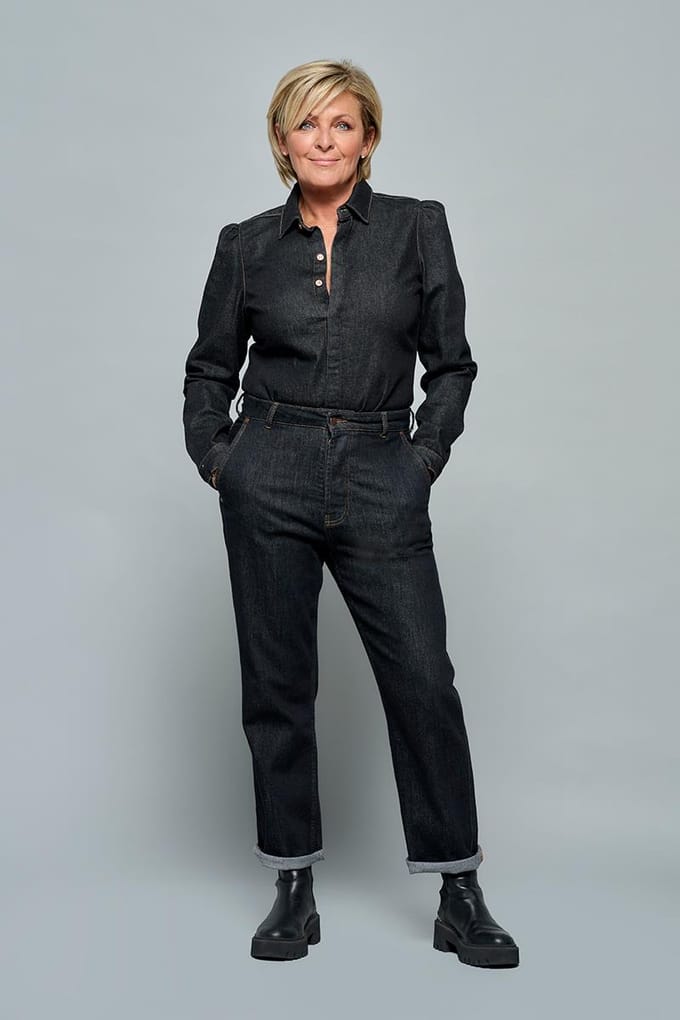 Caroline Tensen Rana Blouse Denim Zwart