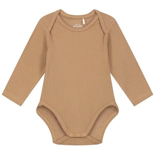 Prénatal romper rib Dark Sand Brown 50/56 unisex