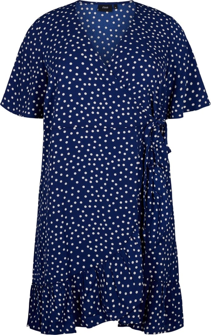 ZIZZI CAANNI, 1/2, ABK WRAP DRESS Dames Jurk - Blue - Maat S (42-44)