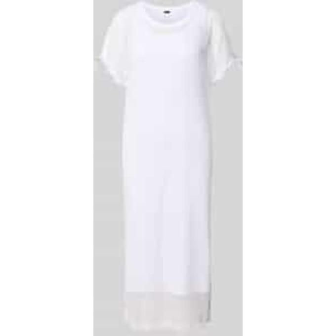 Semi-transparante midi-jurk met ronde hals