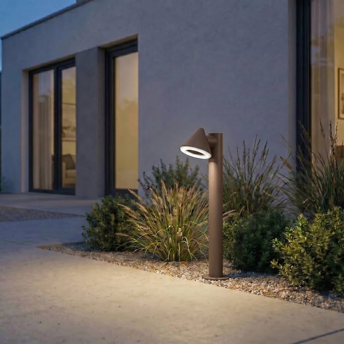 Lindby LED tuinpadverlichting Soran, bruin, 60 cm, metaal, IP44