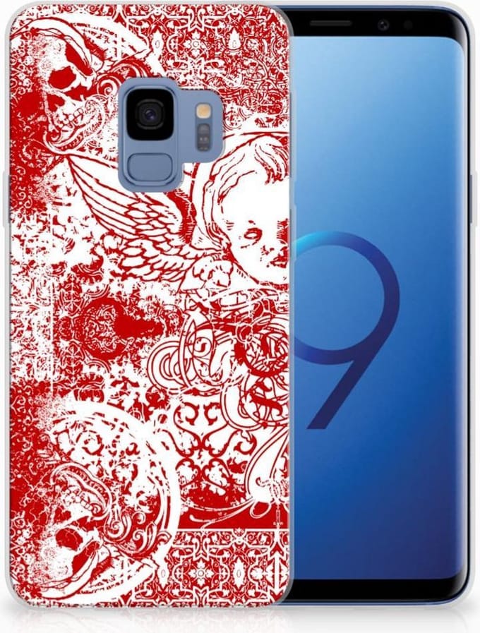 Silicone Back Case Samsung Galaxy S9 Angel Skull Rood