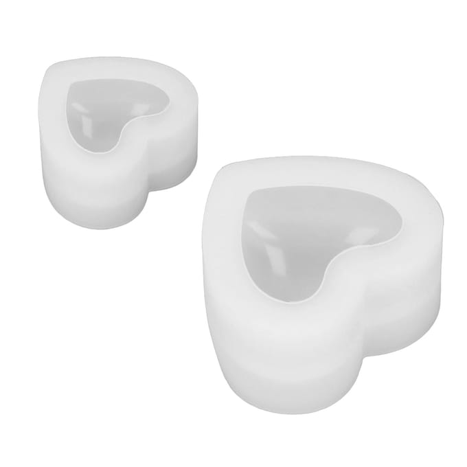 2 Stuks Siliconen Mal 3D Driedimensionaal DIY Hartvormige Spiegel Siliconen Mal Kristal Epoxy white
