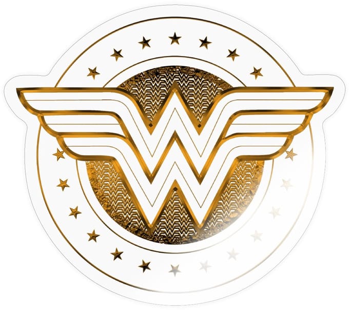 DC Comics Wonder Woman Classic Logo Gold Sticker Maat S (max. 10 x 10cm)