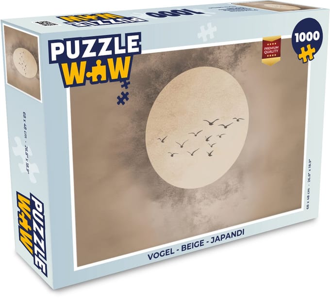 Puzzel Vogel - Beige - Japandi - Legpuzzel - Puzzel 1000 stukjes volwassenen