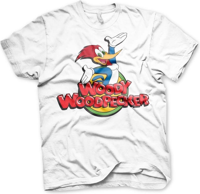 Woody Woodpecker Unisex Tshirt -S- Classic Logo Wit