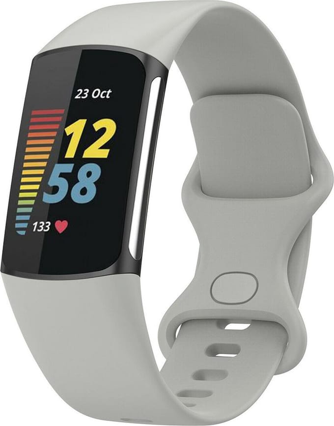 Shop4 - Bandje voor Fitbit Charge 5 - Siliconen Grijs