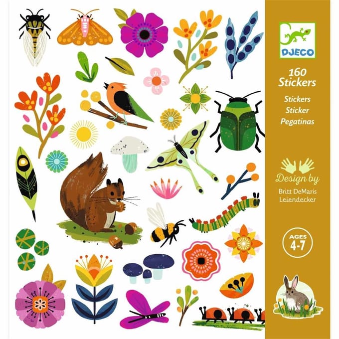 Djeco - Stickers Tuin / Garden - 160 sticker - 4 stickervellen (2 designs)