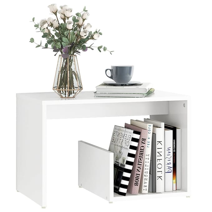 vidaXL - Bijzettafel - 59x36x38 - cm - bewerkt - hout - wit
