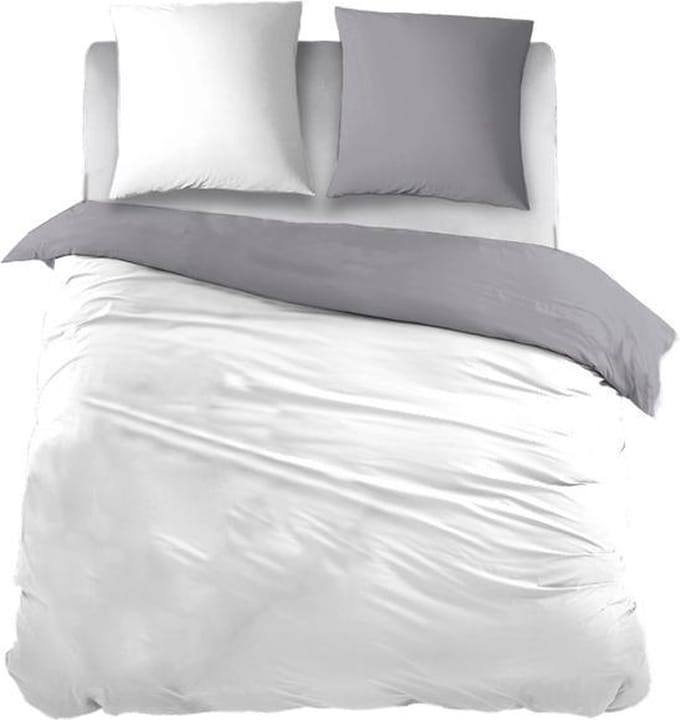 Snoozing Two Tone - Dekbedovertrek - Eenpersoons - 140x200/220 cm + 1 kussensloop 60x70 cm - Wit/Grijs