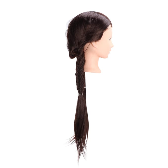 Lang Bruin Haar Mannequin Hoofd Hoge Temperatuur Synthetisch Haar Styling Oefen Training Hoofd voor black