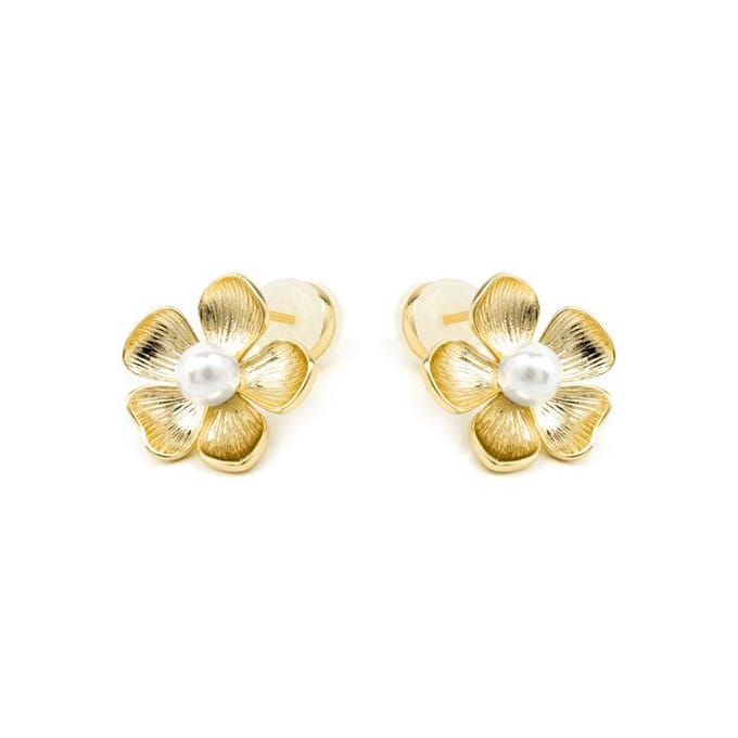 Luxenter 18k goudkleurige oorbellen met witte parel - Miclaw