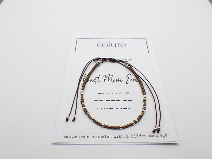 Colure® morse code armband bruin Best Mom Ever
