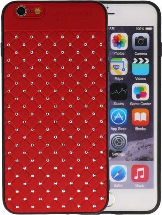 Rood Diamand Geweven hard case hoesje voor Apple iPhone 6 Plus / 6s Plus