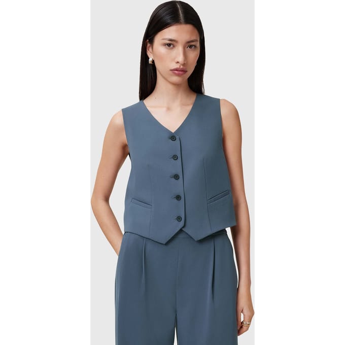 AllSaints Aleida Tri Waistcoat Turbulence Grey Größe: 8 | Gilets Outlet | Damen | Grau