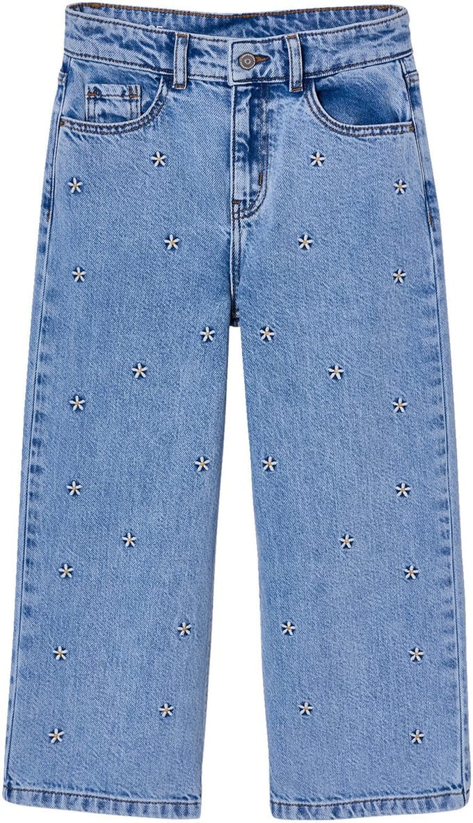 Vertbaudet Wijde jeans voor meisjes Susan geborduurd