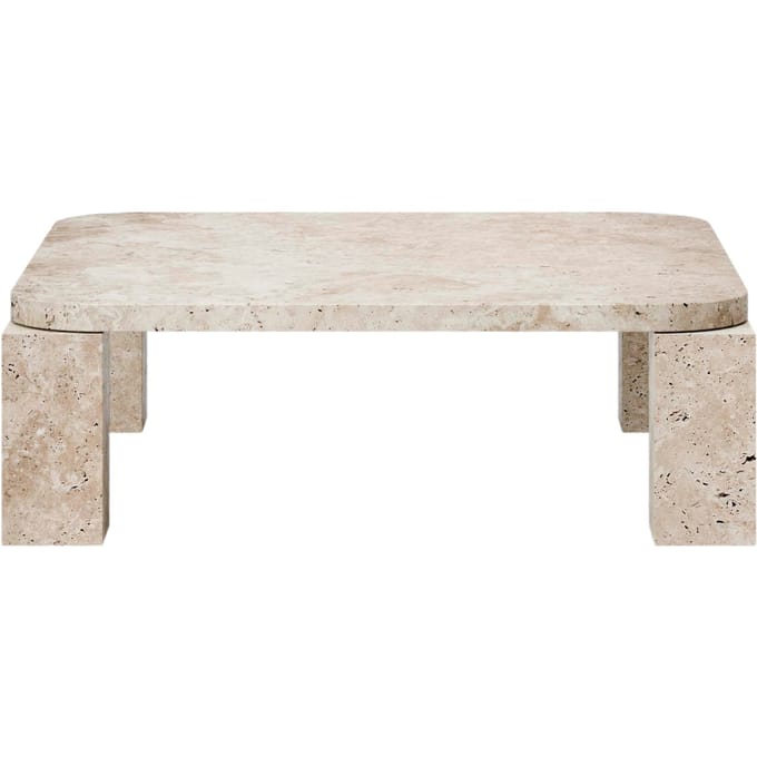 New Works Atlas Coffee Table - Unfilled Travertine - 82 x 82 cm