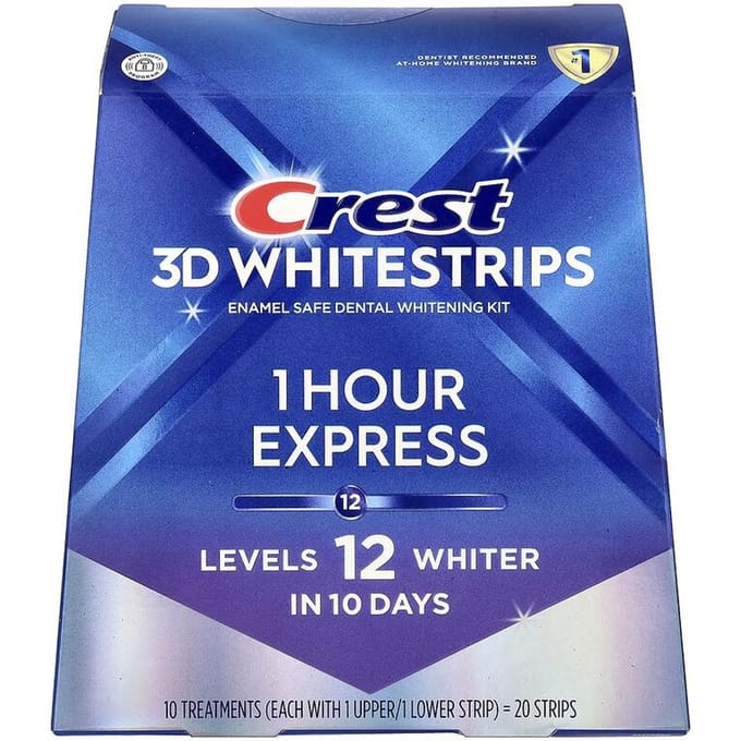 Bandes blanchissantes 3D, Kit de blanchiment dentaire, Express 1 heure, 20 Bandes