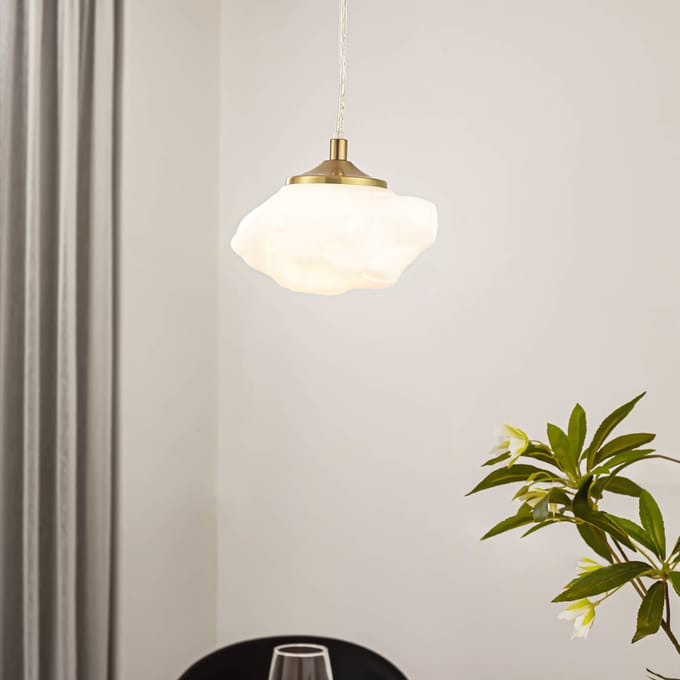 Lindby - hanglamp - 1licht - Glas, ijzer - H: 8.5 cm - G9 - wit