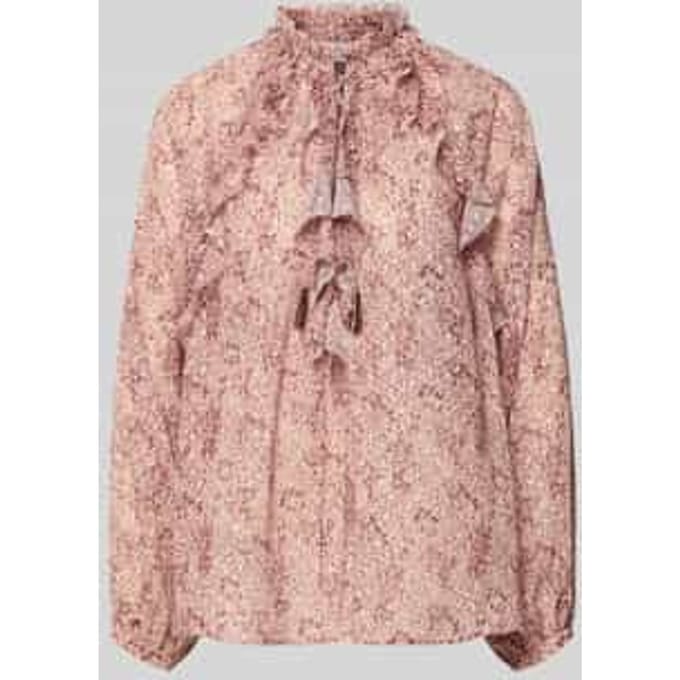 regular fit blouse met ruches en rijgveter